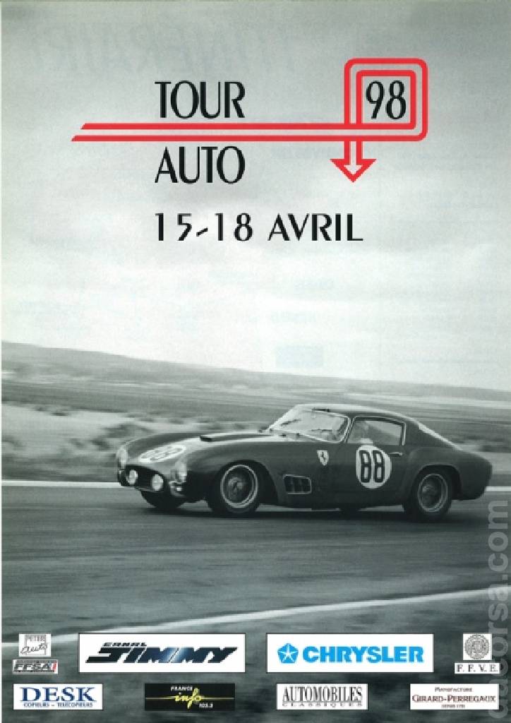 Tour Auto held on 14 - 18 April 1998 in France with two hundred fourteen entries. Image for Tour Auto 1998