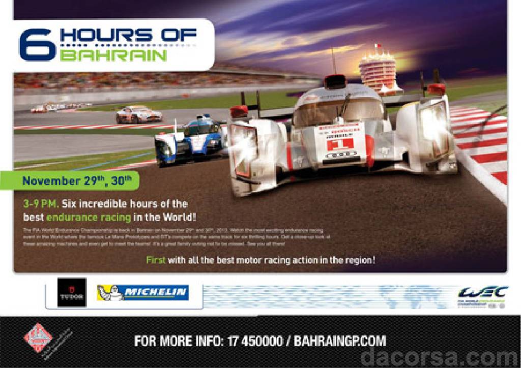 Poster of 6 Hours of Bahrain 2013, FIA World Endurance Championship round 08, Bahrain, 29 - 30 November 2013