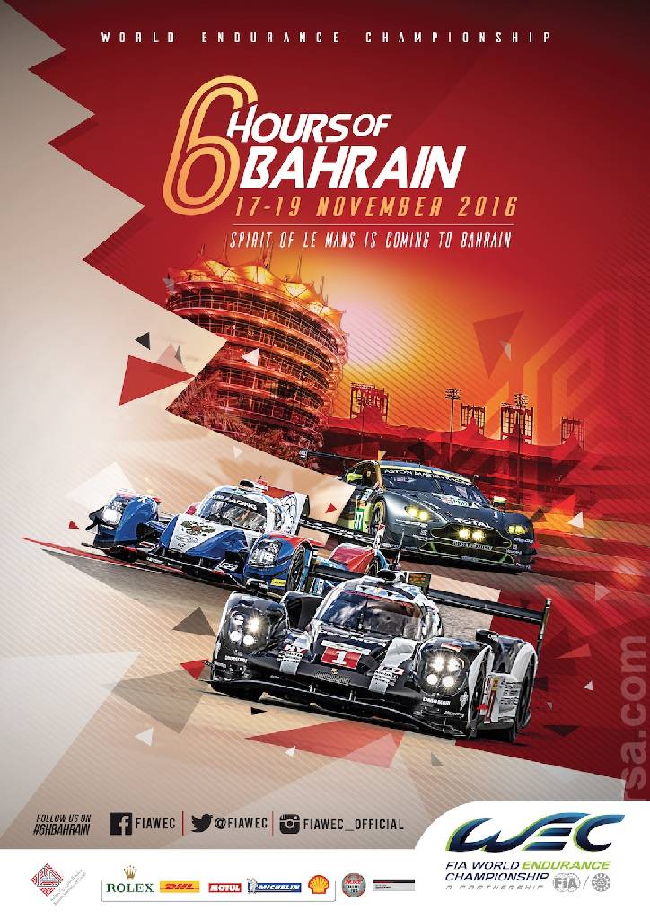 Poster of 6 Hours of Bahrain 2016, FIA World Endurance Championship round 10, Bahrain, 18 - 20 November 2016