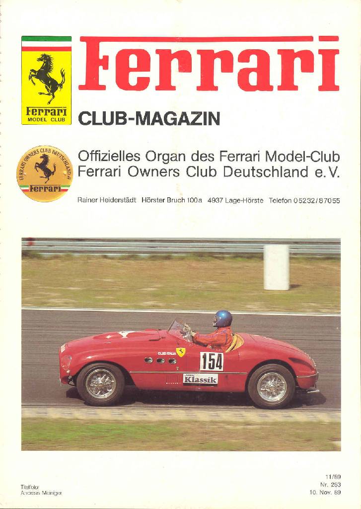Cover of Ferrari Model Club issue 263, 10. Nov. 89 (1989)