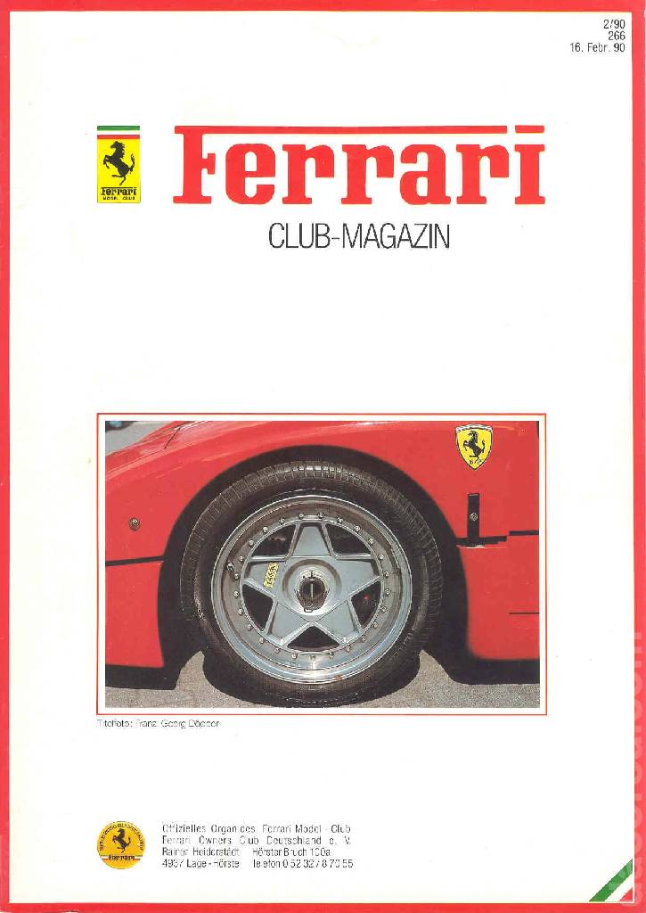 Cover of Ferrari Model Club issue 266, 16. Feb. 90 (1990)