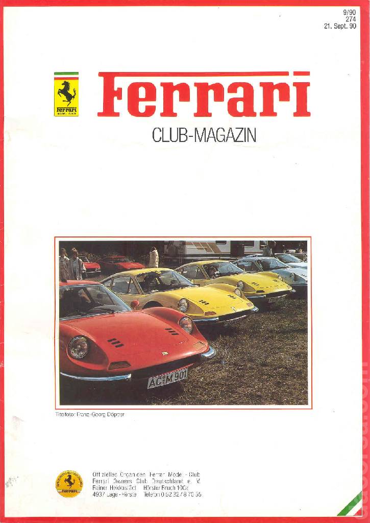 Cover of Ferrari Model Club issue 274, 21. Sept. 90 (1990)