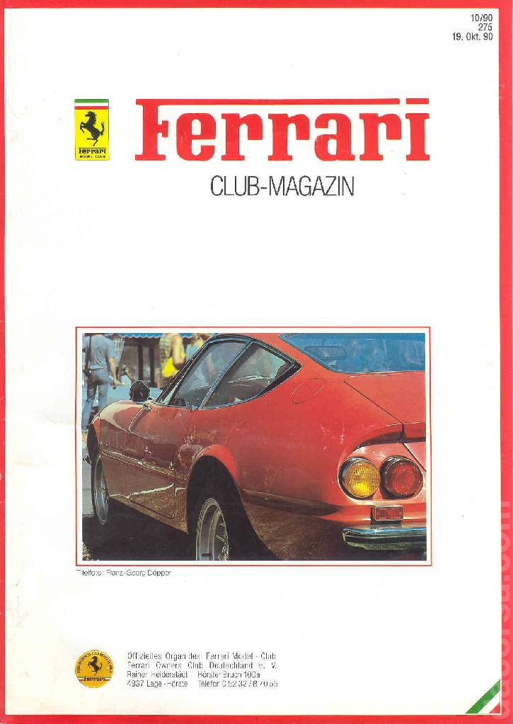 Cover of Ferrari Model Club issue 275, 19. Okt. 90 (1990)