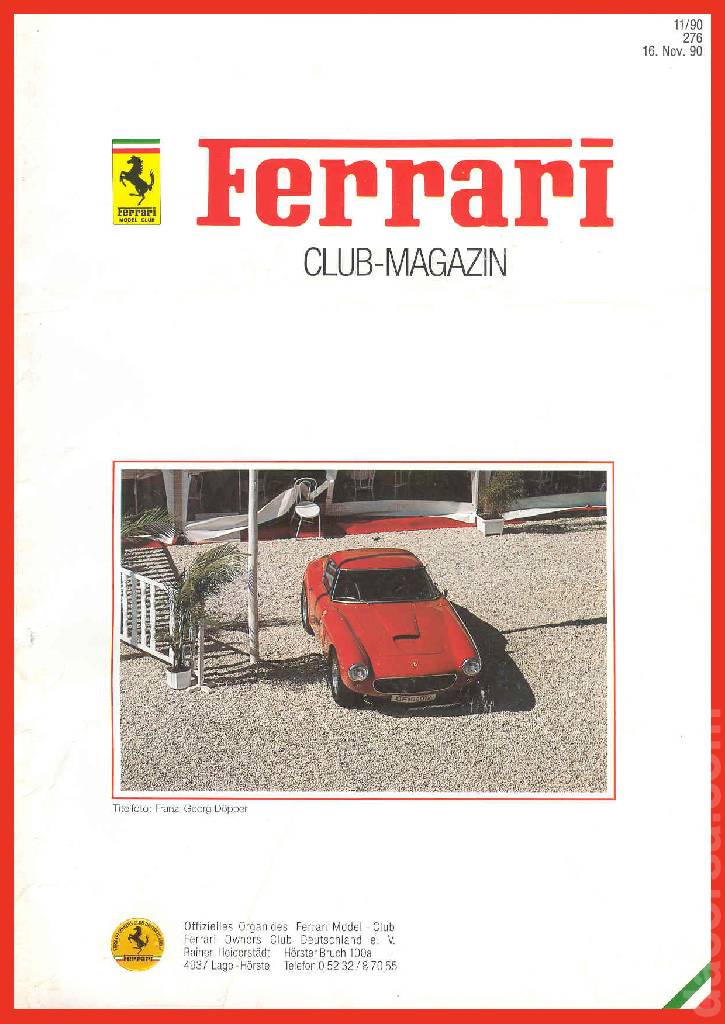 Cover of Ferrari Model Club issue 276, 16. Nov. 90 (1990)