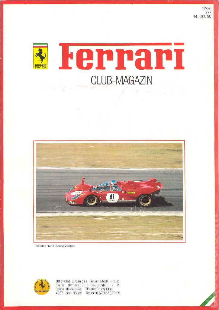 Cover of Ferrari Model Club issue 277, 14. Dez. 90 (1990)
