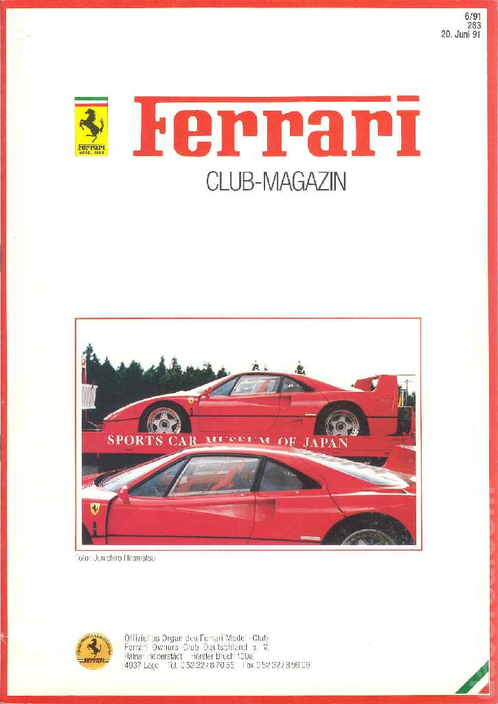 Cover of Ferrari Model Club issue 283, 20. Juni 91 (1991)
