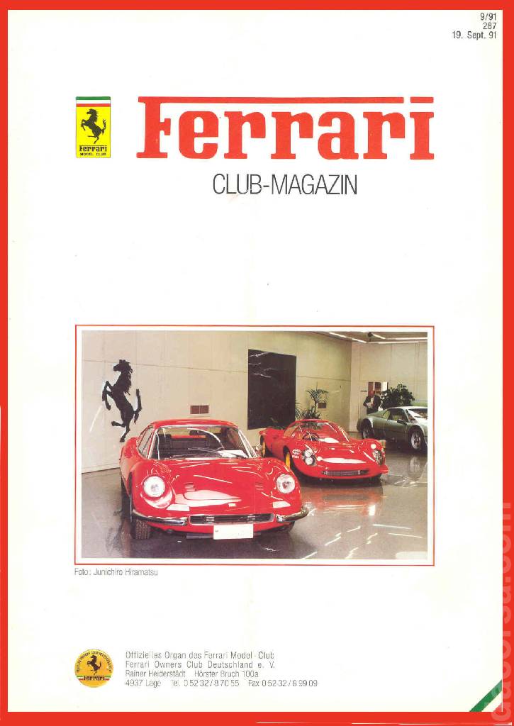 Cover of Ferrari Model Club issue 287, 19. Sept. 91 (1991)