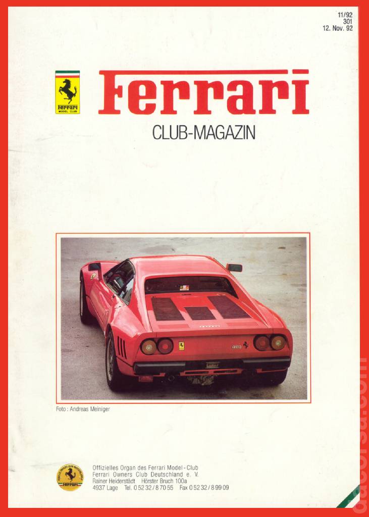 Cover of Ferrari Model Club issue 301, 12. Nov. 92 (1992)