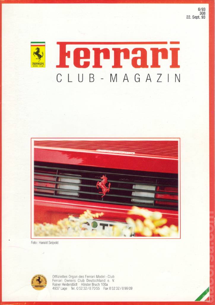 Cover of Ferrari Model Club issue 308, 22. Sept. 93 (1993)