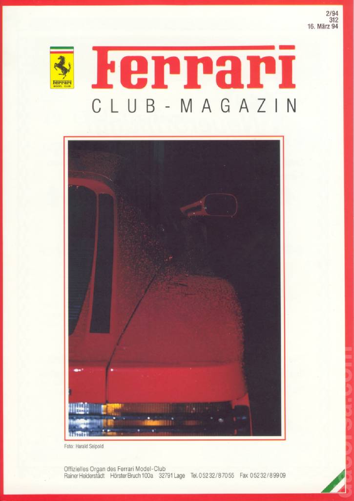Cover of Ferrari Model Club issue 312, 16. Marz 94 (1994)
