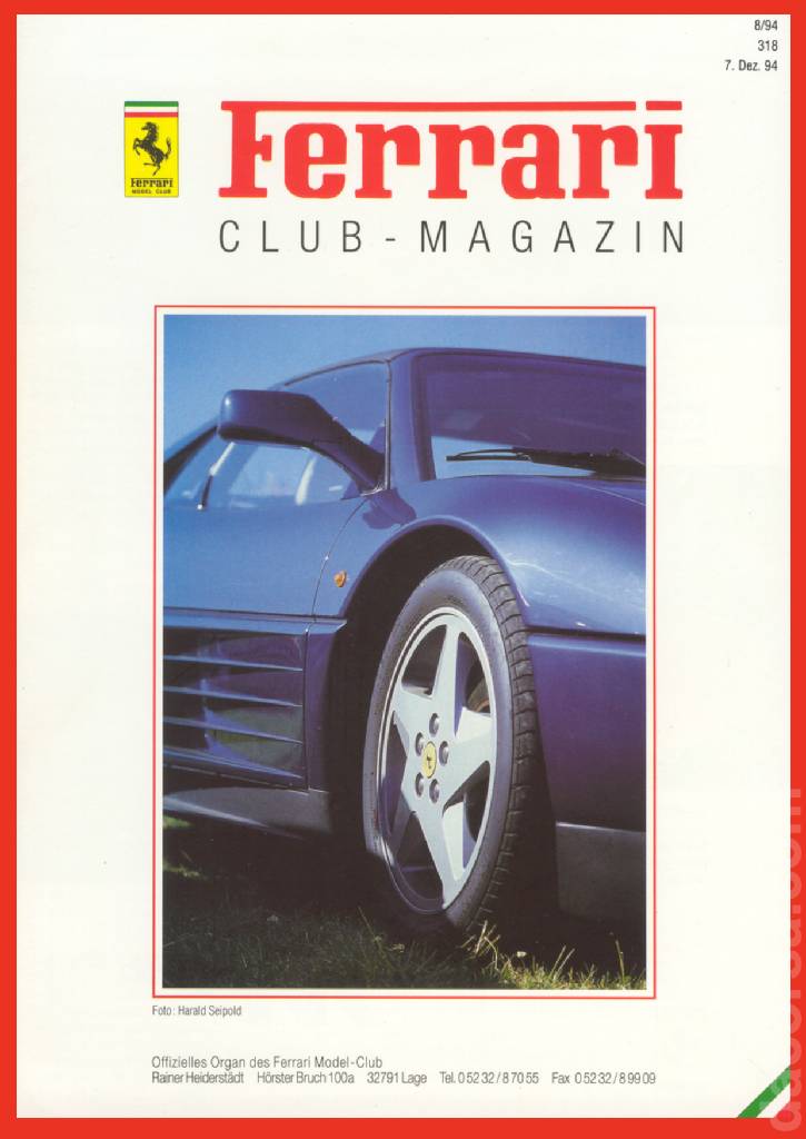 Cover of Ferrari Model Club issue 318, 7. Dez. 94 (1994)