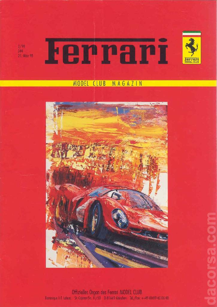 Cover of Ferrari Model Club issue 344, 25. Marz 98 (1998)
