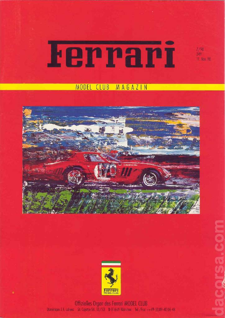 Cover of Ferrari Model Club issue 349, 11 Nov. 98 (1998)