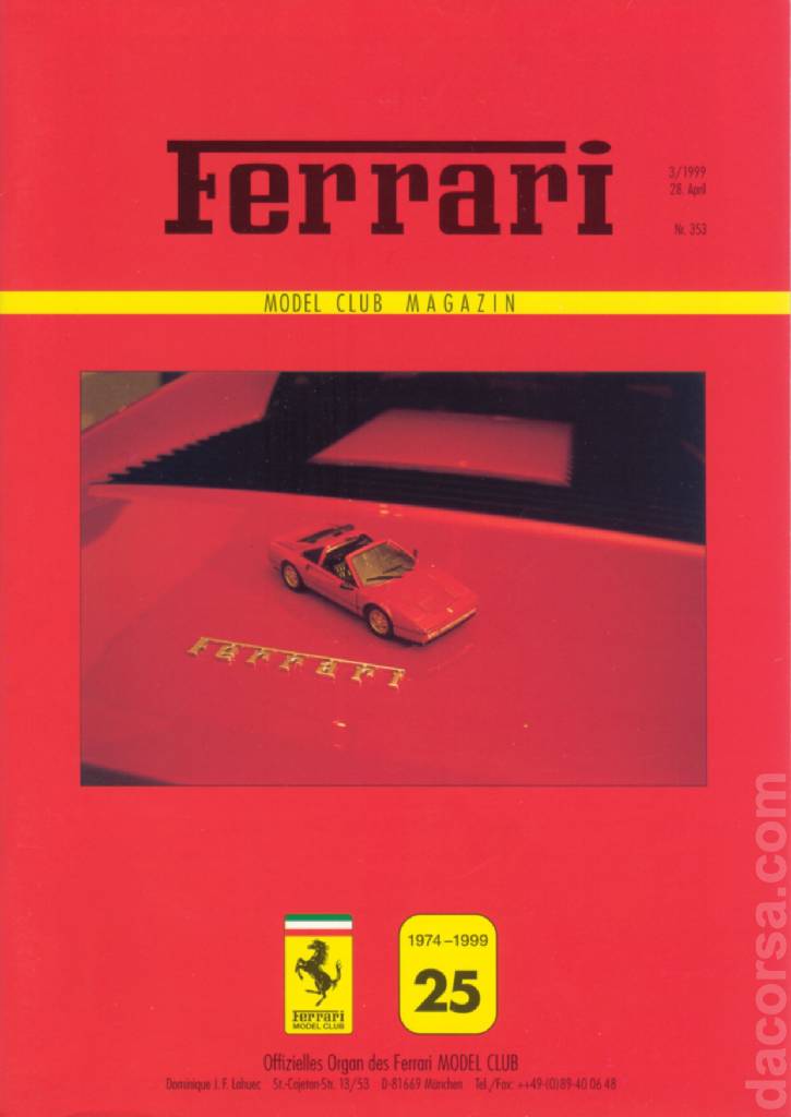 Cover of Ferrari Model Club issue 353, 28. April 1999