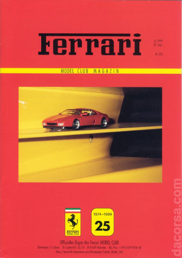 Cover of Ferrari Model Club issue 356, 29. Sept. 1999