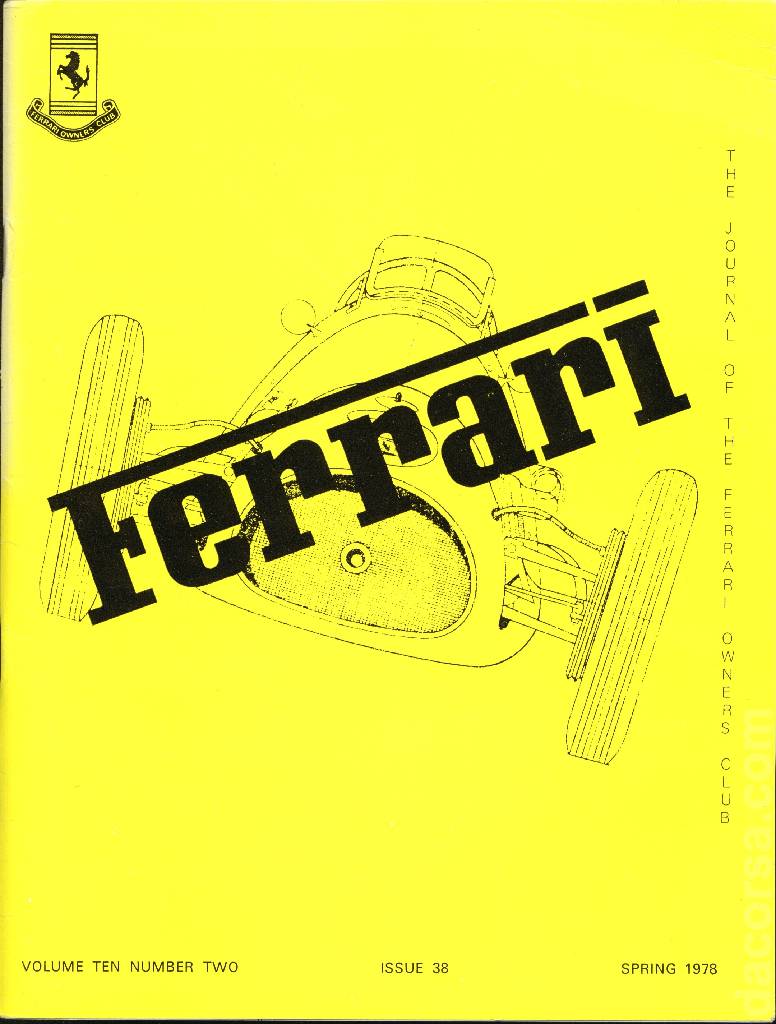Cover of Ferrari Owners' Club Magazine issue 38, Number Two - April 1978 (Volume 10)