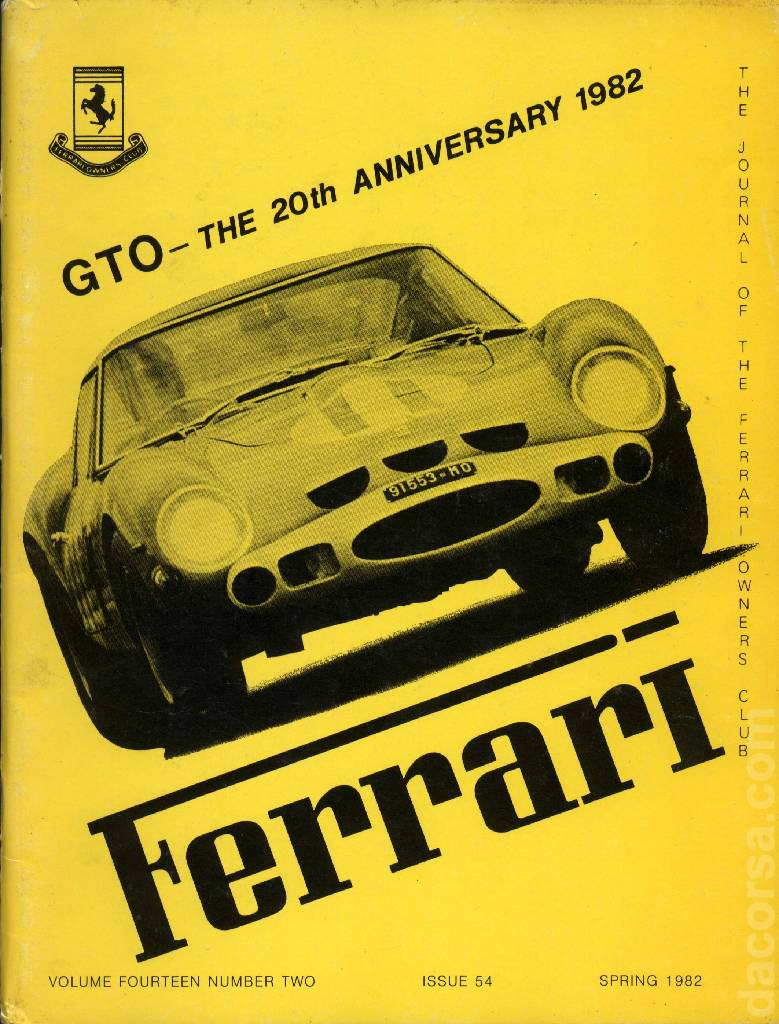 Cover of Ferrari Owners' Club Magazine issue 54, Number Two - April 1982 (Volume 14)