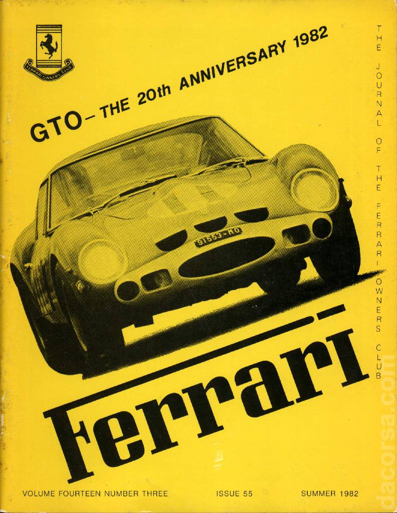 Cover of Ferrari Owners' Club Magazine issue 55, Number Three - July 1982 (Volume 14)