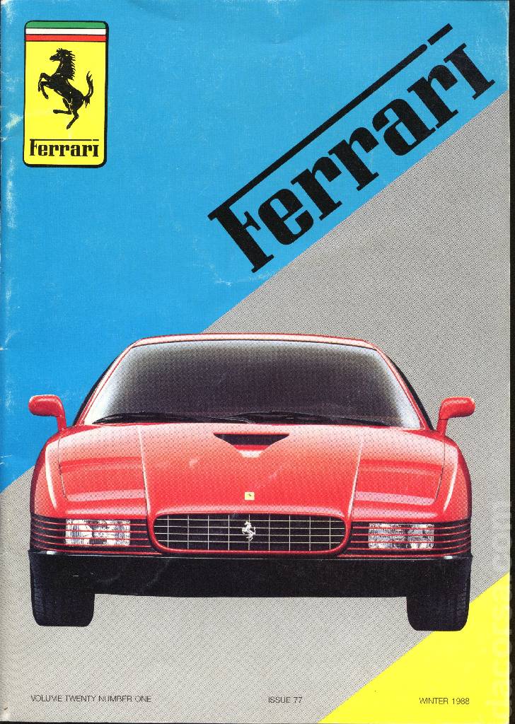 Cover of Ferrari Owners' Club Magazine issue 77, Number One - 1988 (Volume 20)
