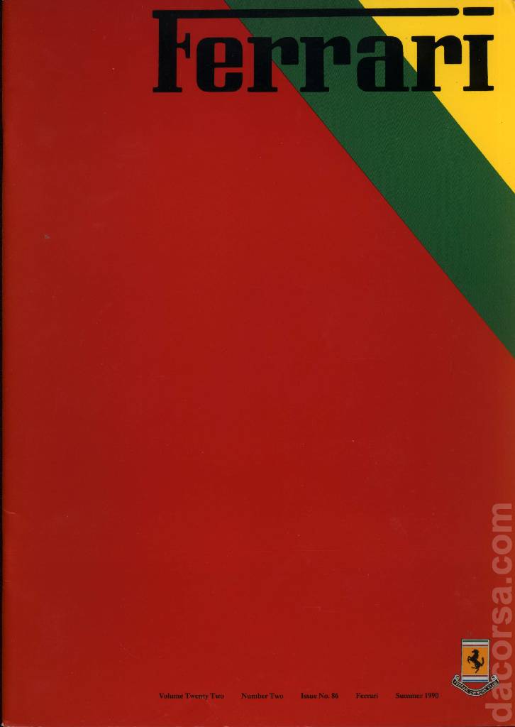 Cover of Ferrari Owners' Club Magazine issue 86, Number Two - 1990 (Volume 22)