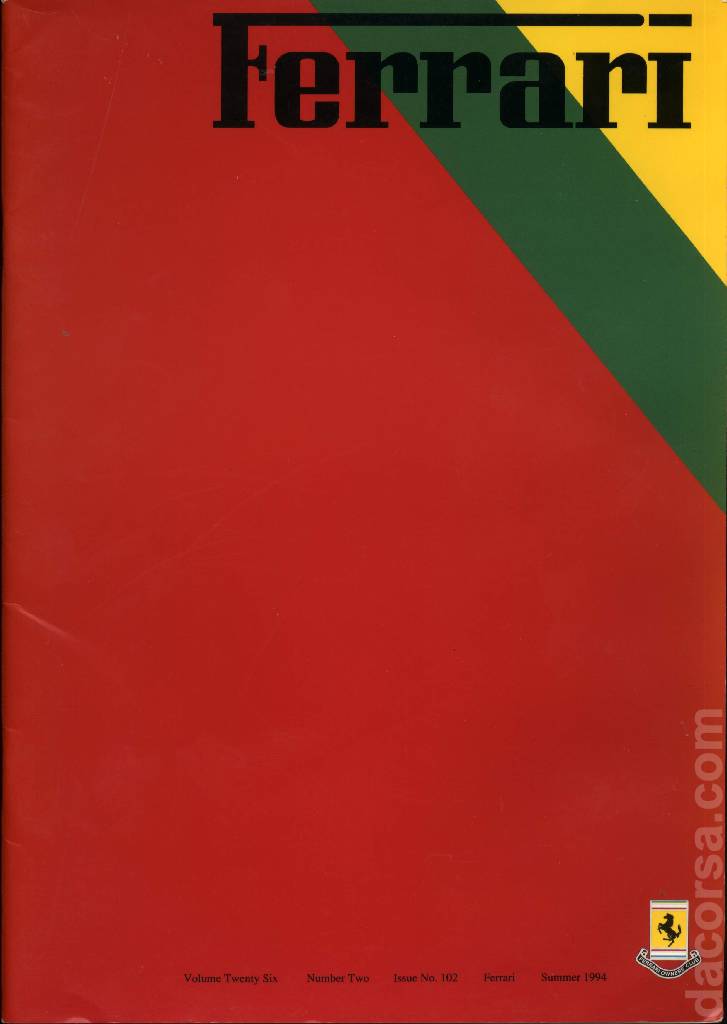 Cover of Ferrari Owners' Club Magazine issue 102, Number Two - 1994 (Volume 26)