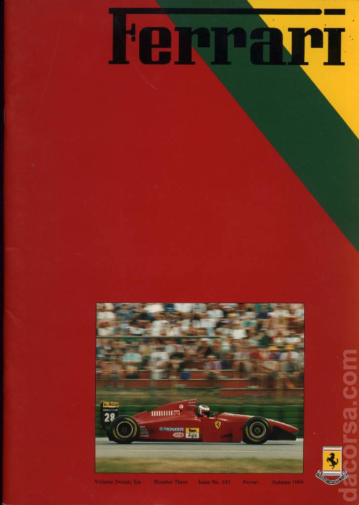 Cover of Ferrari Owners' Club Magazine issue 103, Number Three - 1994 (Volume 26)