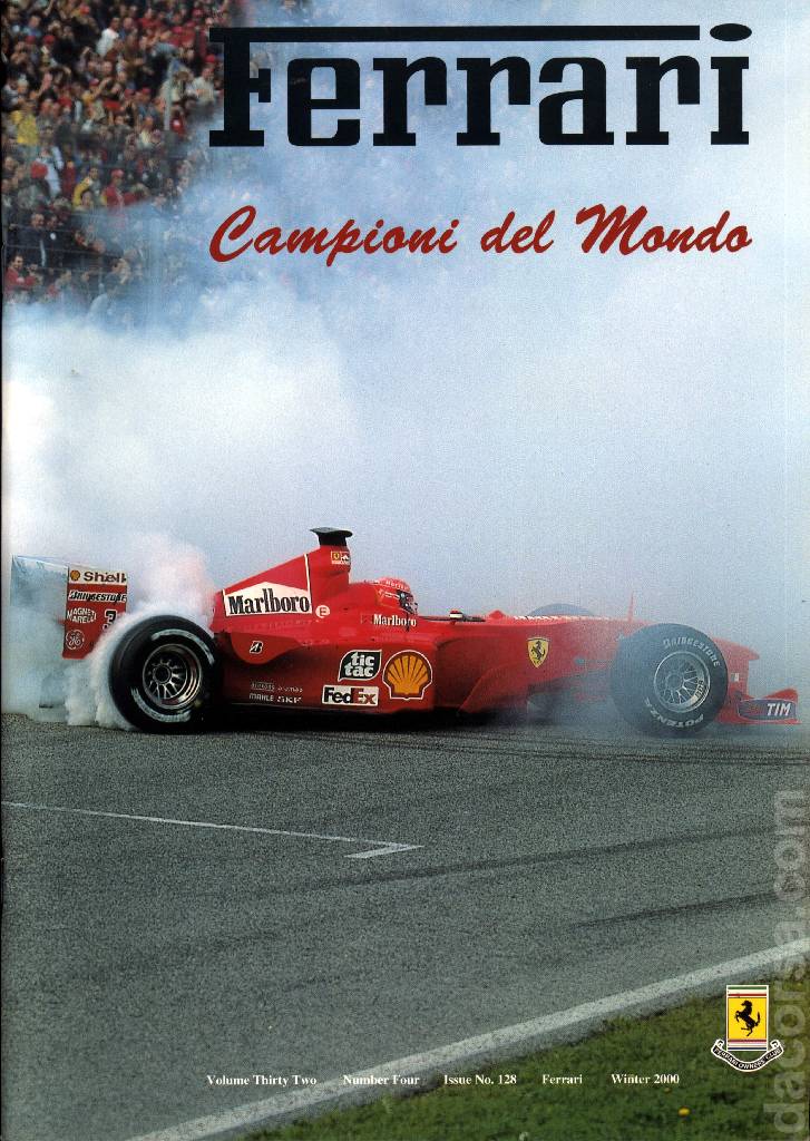 Cover of Ferrari Owners' Club Magazine issue 128, Number Four - Winter 2000 (Volume 32)