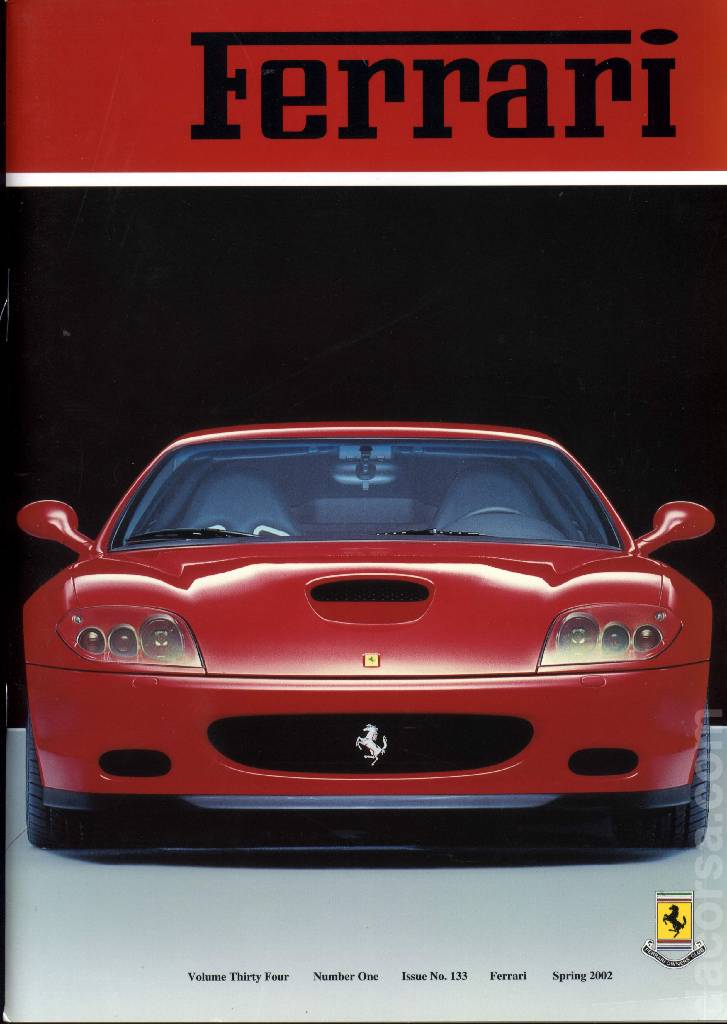 Cover of Ferrari Owners' Club Magazine issue 133, Number One - Spring 2002 (Volume 34)