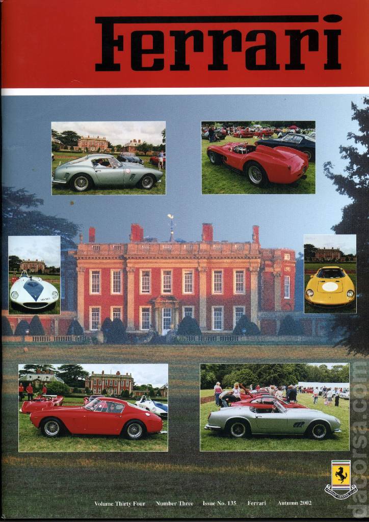 Cover of Ferrari Owners' Club Magazine issue 135, Number Three - Autumn 2002 (Volume 34)