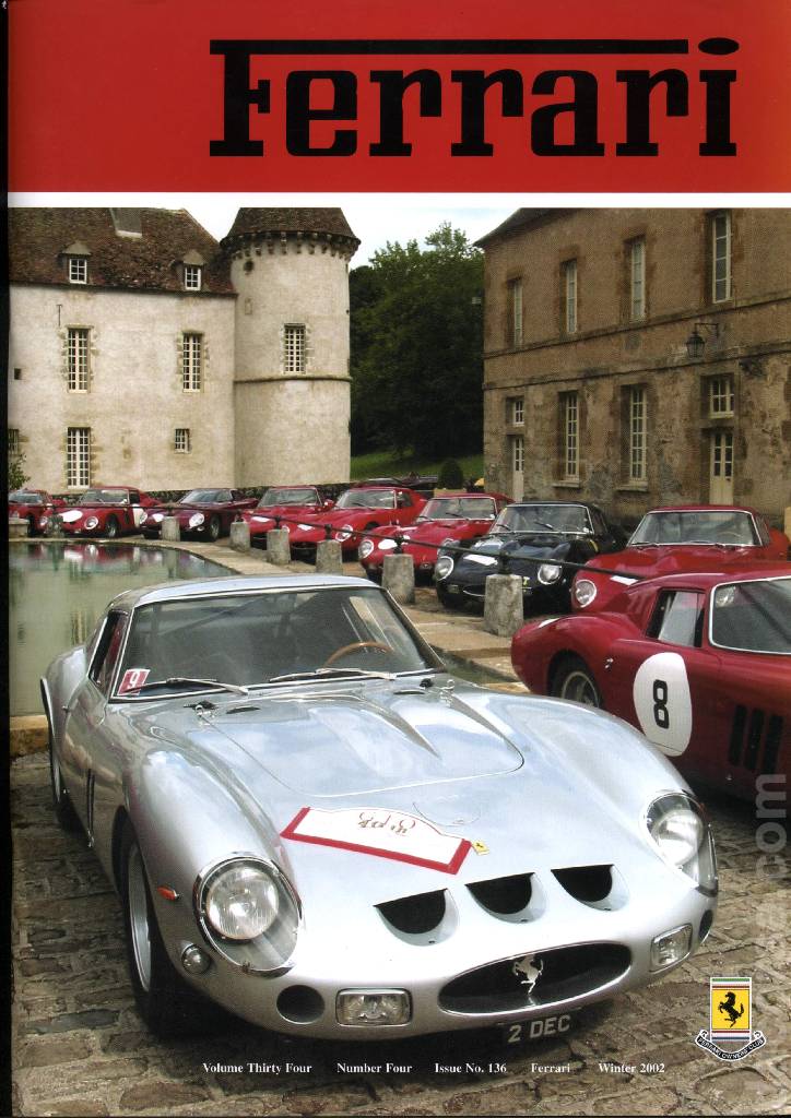 Cover of Ferrari Owners' Club Magazine issue 136, Number Four - Winter 2002 (Volume 34)