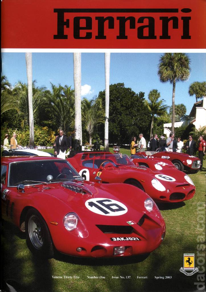 Cover of Ferrari Owners' Club Magazine issue 137, Number One - Spring 2003 (Volume 35)