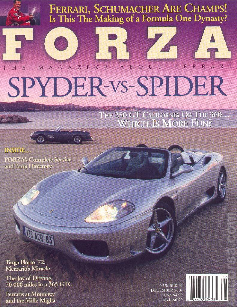 Cover of Forza Magazine issue 34, DECEMBER 2001