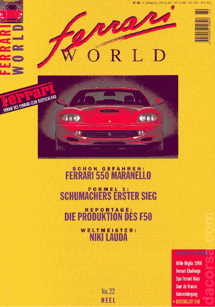 Image representing Ferrari World Deutschland issue 22, 6. Jahrgang (1996)