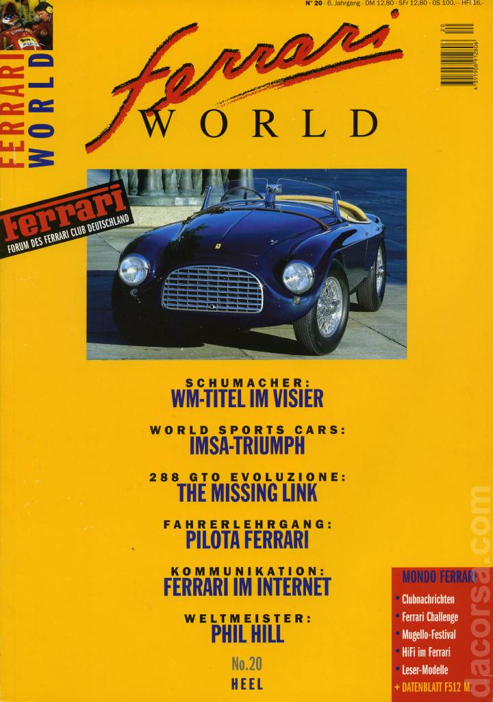 Image representing Ferrari World Deutschland issue 20, 6. Jahrgang (1996)