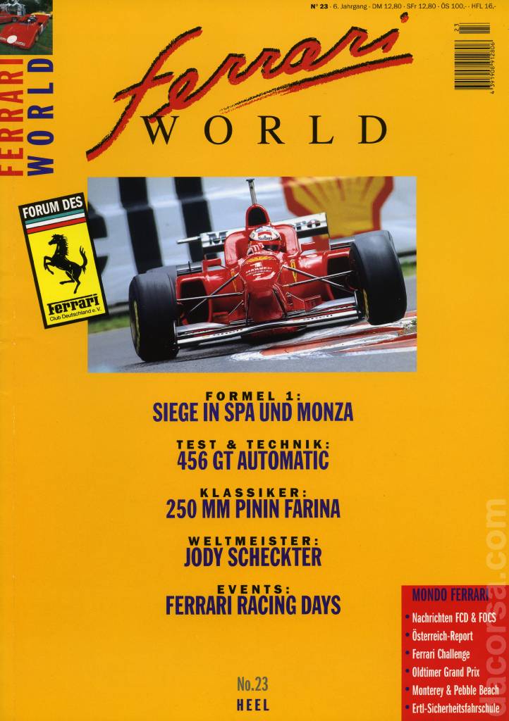 Image representing Ferrari World Deutschland issue 23, 6. Jahrgang (1996)