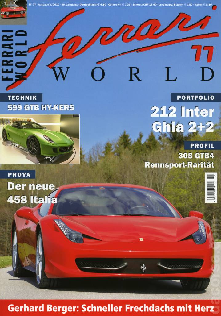 Cover of Ferrari World Deutschland issue 77, Ausgabe 2/2010 - 20. Jahrgang