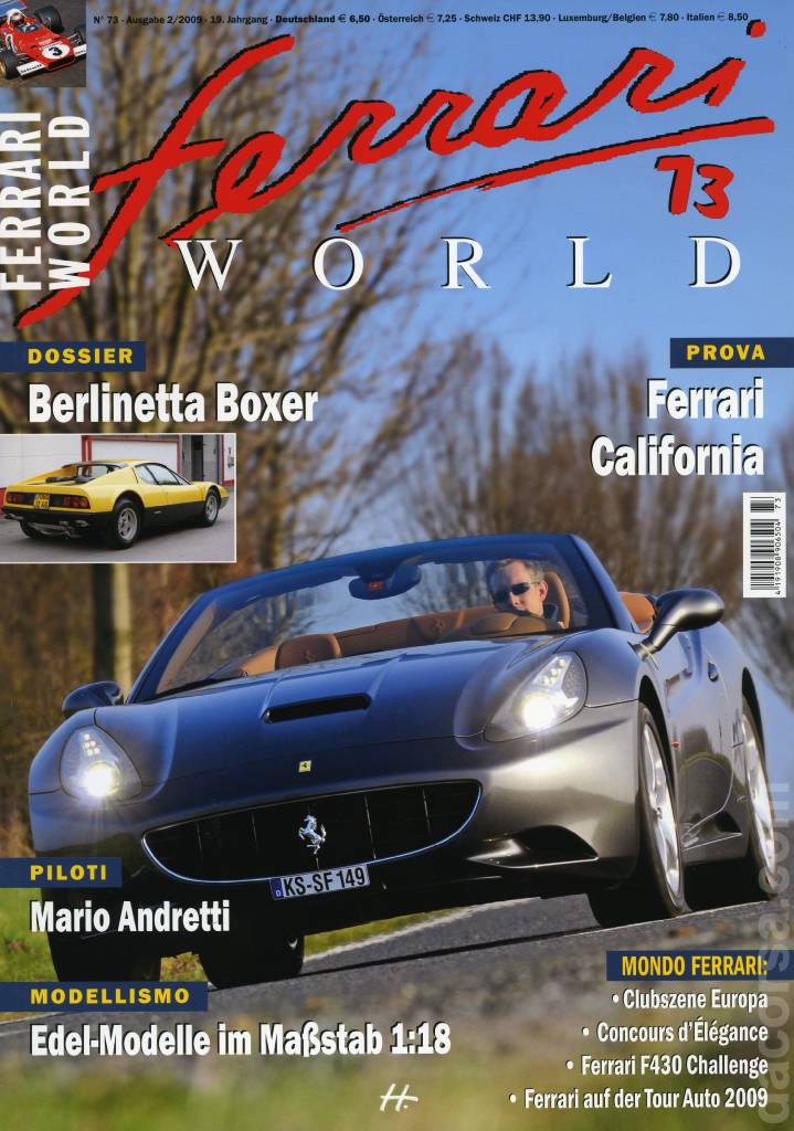Cover of Ferrari World Deutschland issue 73, Ausgabe 2/2009 - 19. Jahrgang