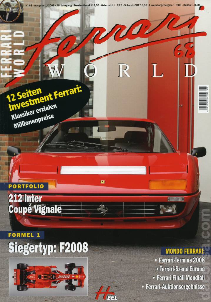 Cover of Ferrari World Deutschland issue 68, Ausgabe 1/2008 - 18. Jahrgang