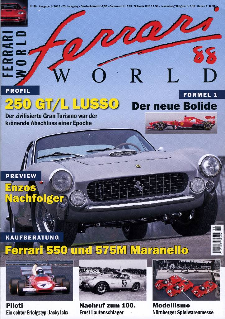 Cover of Ferrari World Deutschland issue 88, Ausgabe 1/2013 - 23. Jahrgang