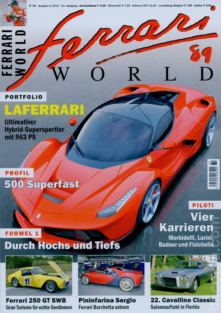 Cover of Ferrari World Deutschland issue 89, Ausgabe 2/2013 - 23. Jahrgang