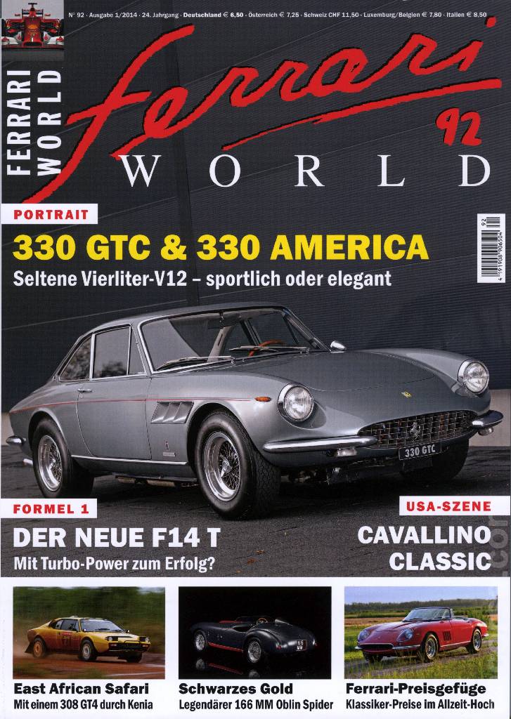 Cover of Ferrari World Deutschland issue 92, Ausgabe 1/2014 - 24. Jahrgang