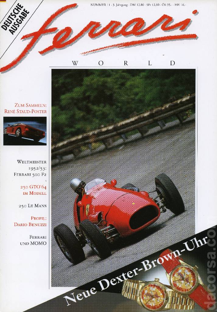 Cover of Ferrari World Deutschland issue 11, 3. Jahrgang (1993)