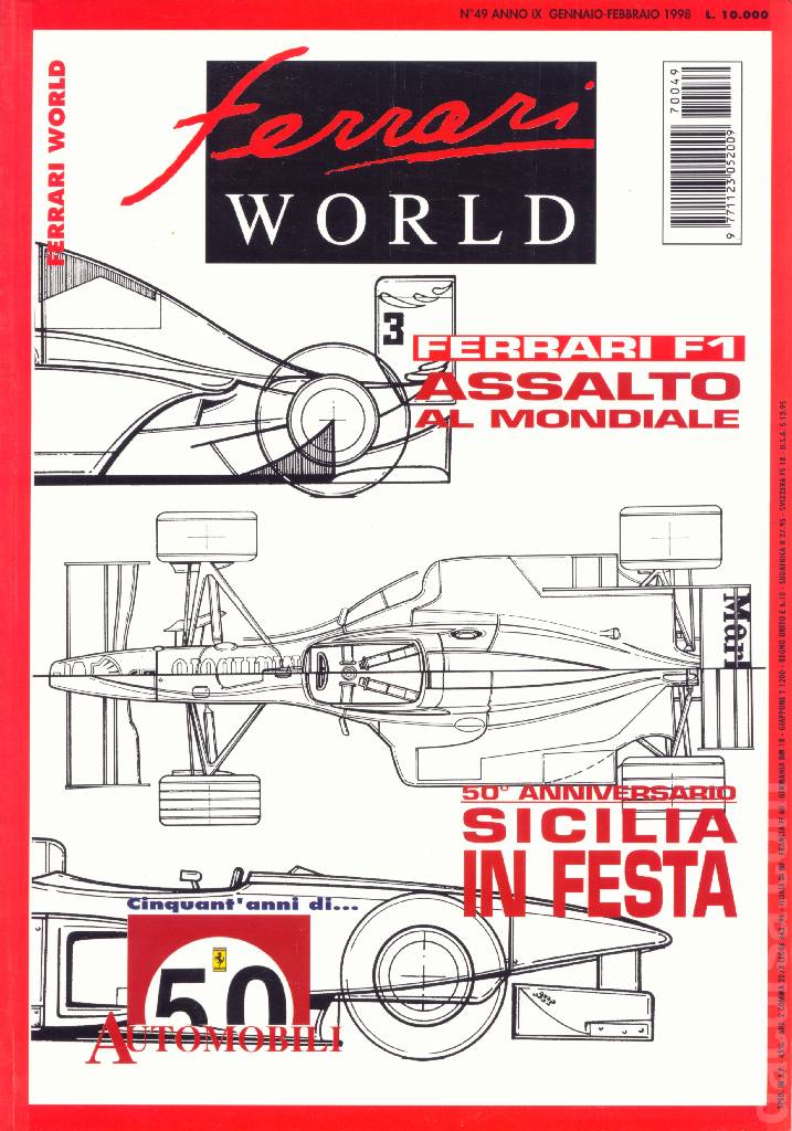 Cover of Ferrari World Italia issue 49, anno IX - Gennaio / Febbraio (1998)