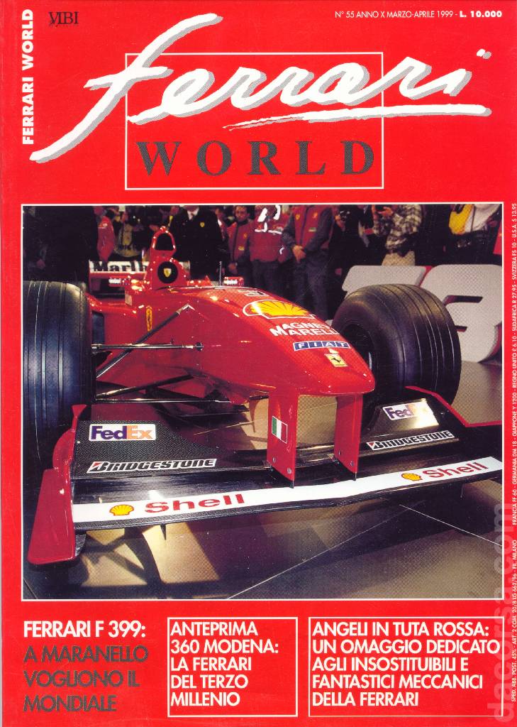 Cover of Ferrari World Italia issue 55, anno X - Marzo / Aprile 1999