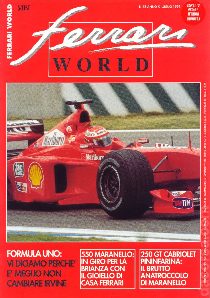 Cover of Ferrari World Italia issue 58, anno X - Luglio 1999