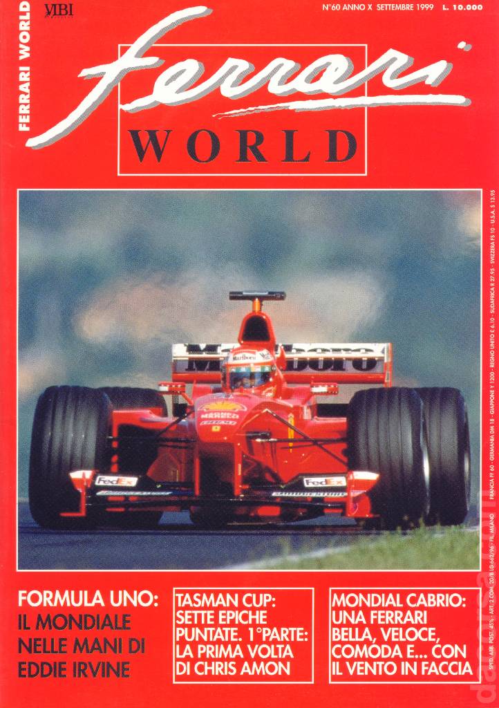 Cover of Ferrari World Italia issue 60, anno X - Settembre 1999