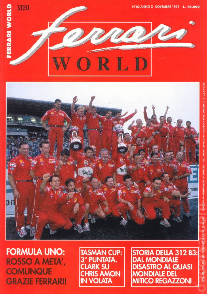 Cover of Ferrari World Italia issue 62, anno X - Novembre 1999