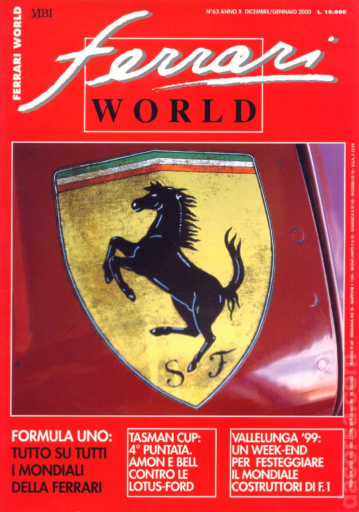 Cover of Ferrari World Italia issue 63, anno X - Dicembre / Gennaio 2000