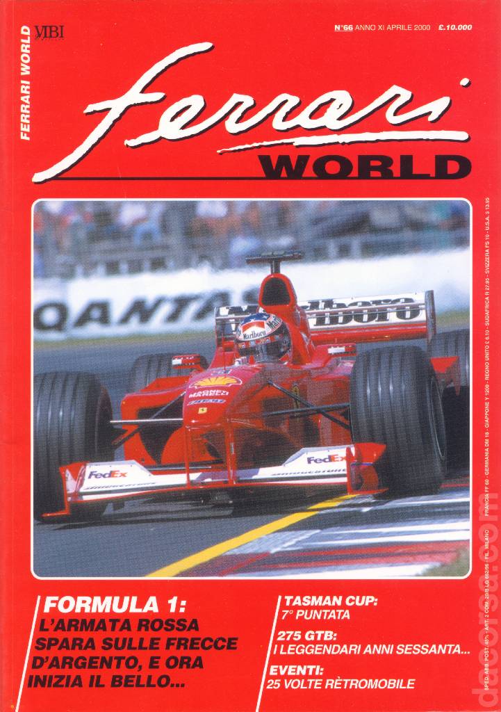 Cover of Ferrari World Italia issue 66, anno XI - Aprile 2000