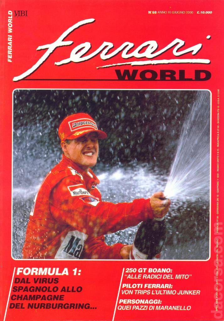 Cover of Ferrari World Italia issue 68, anno XI - Guigno 2000